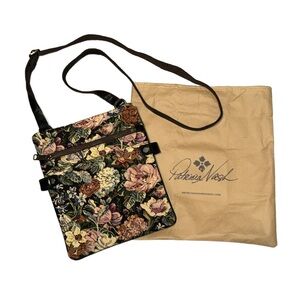 Patricia Nash Floral Tapestry Crossbody in Black with Multicolor Blooms